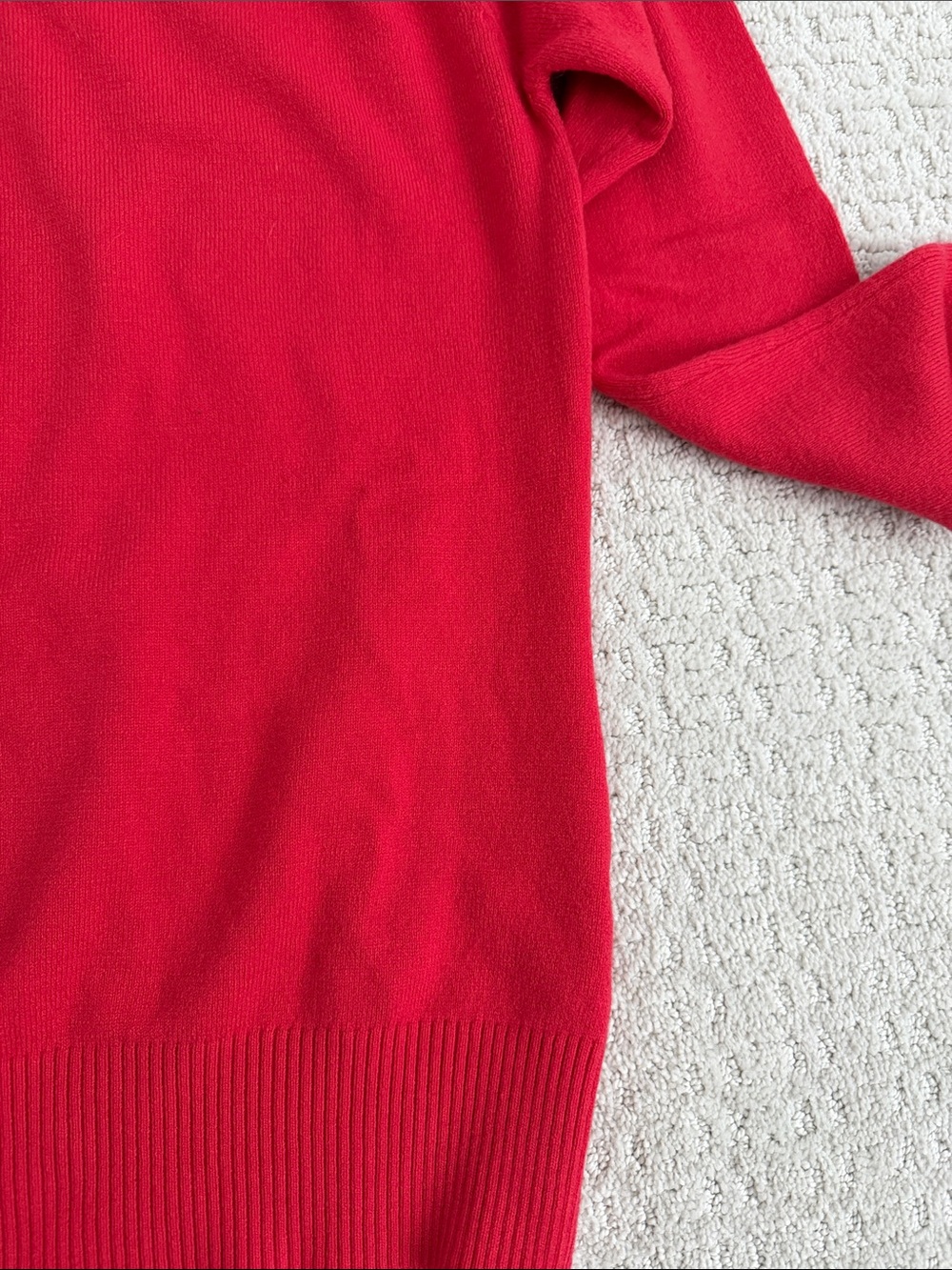 French Connection Red Crewneck Sweater classic preppy cozy - Picture 3 of 4
